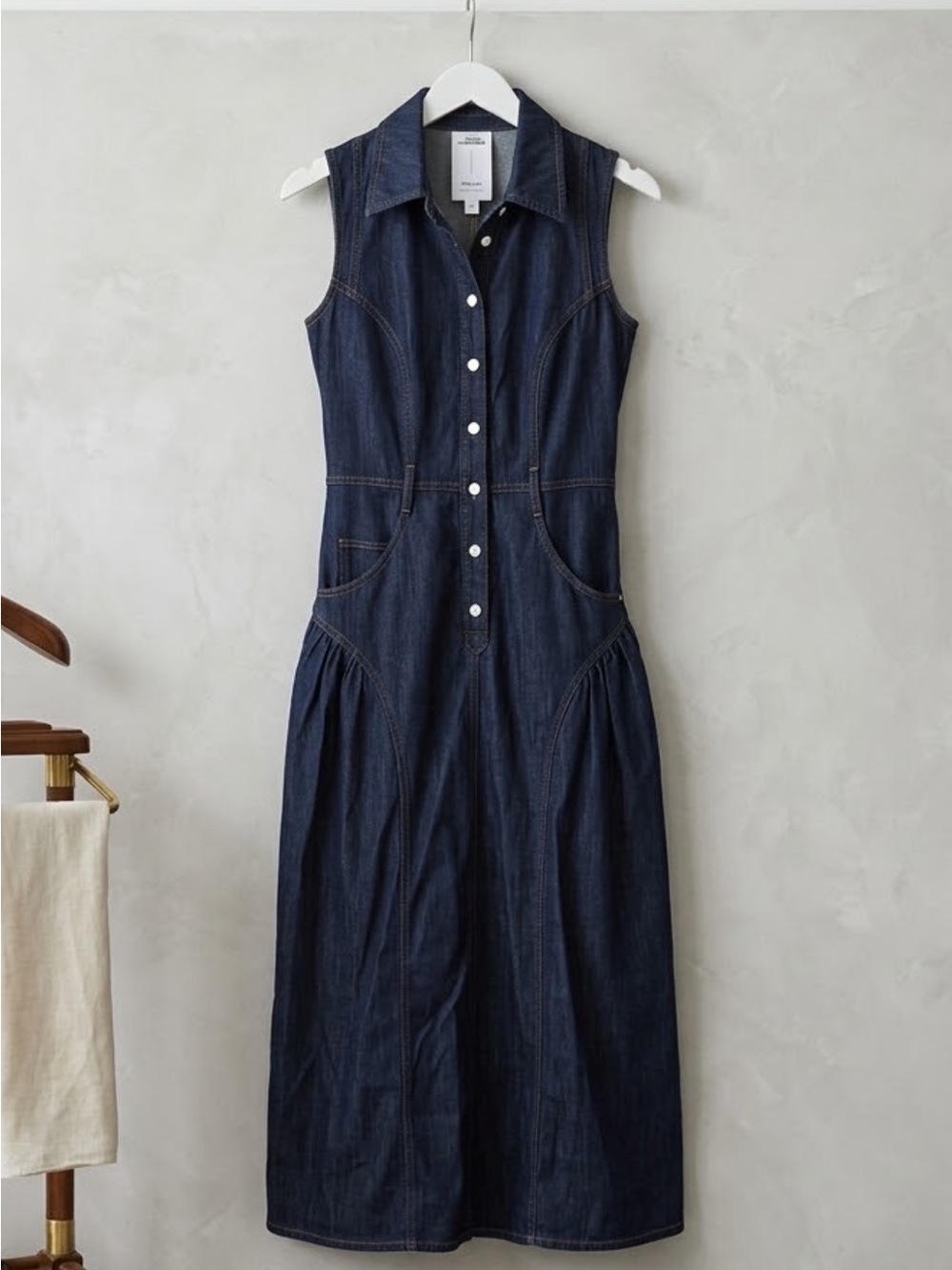Fabrique Anais Denim Sleeveless Midi dress - Picture 1 of 4